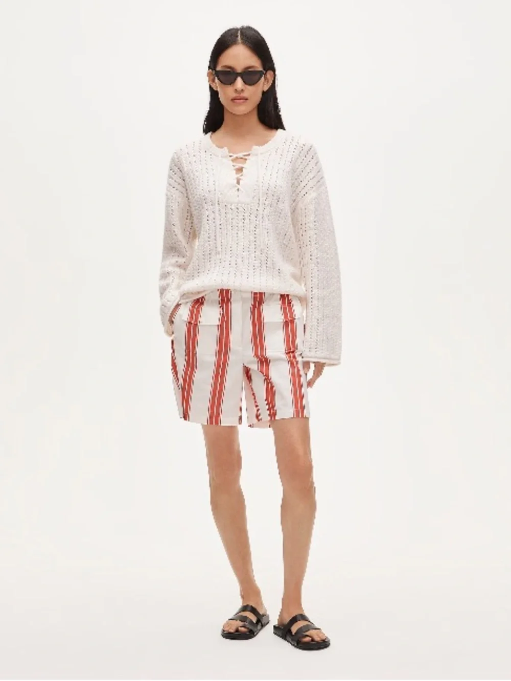 J.Crew Collection Cashmere lace-up pointelle tunic CT957